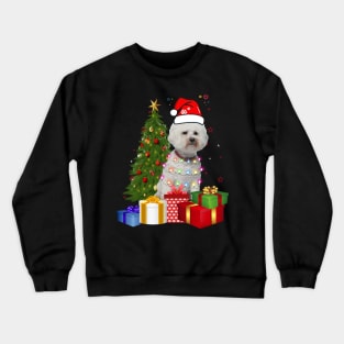 Bichon Frise Christmas Tree Santa Hat Funny Xmas Gift Dog T-Shirt Crewneck Sweatshirt